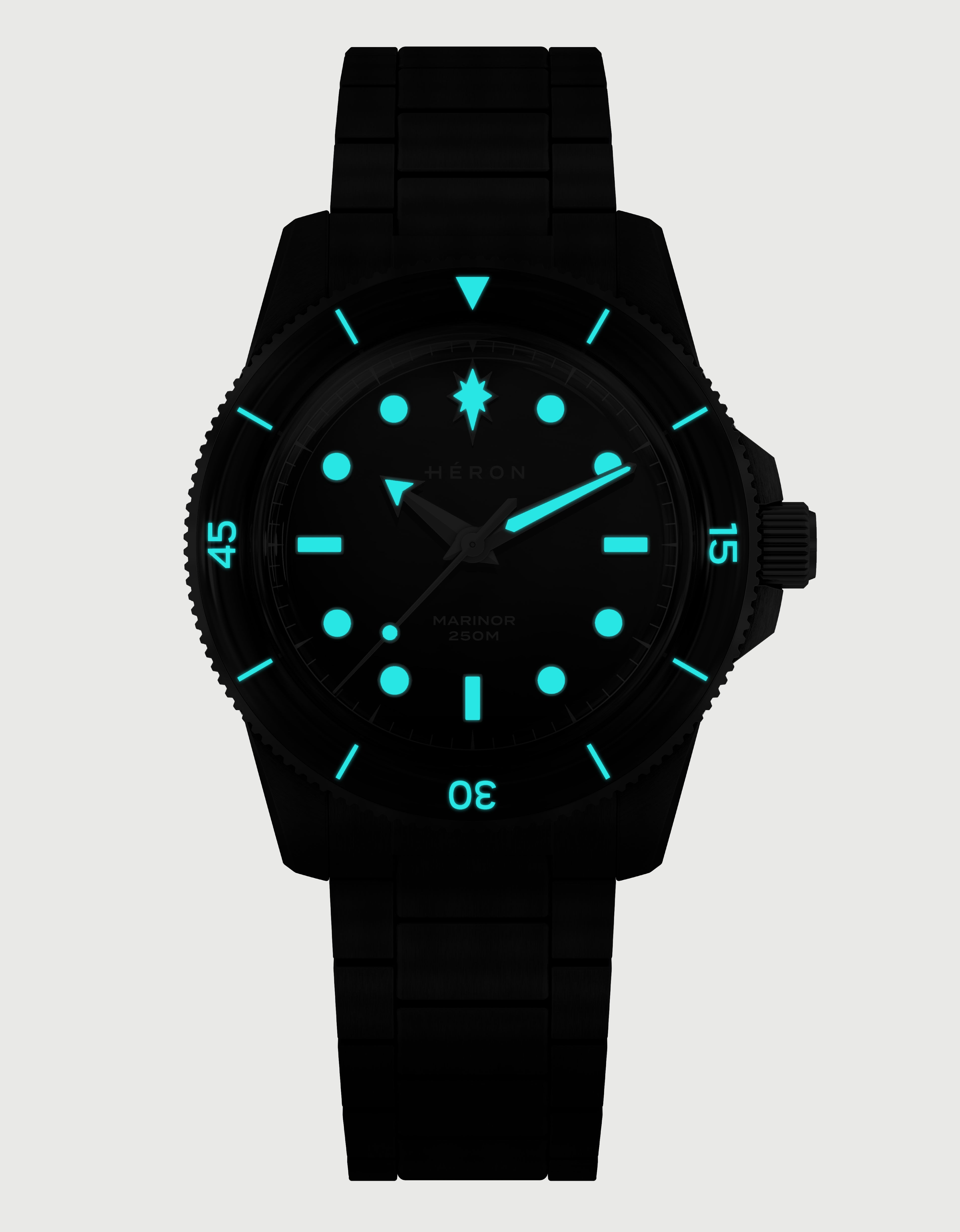 HERON MARINOR ATLANTIC BLUE マイクロブランドウォッチ Marinor - Atlantic Blue | Virtually Scratch-Proof – Héron Watches Inc.