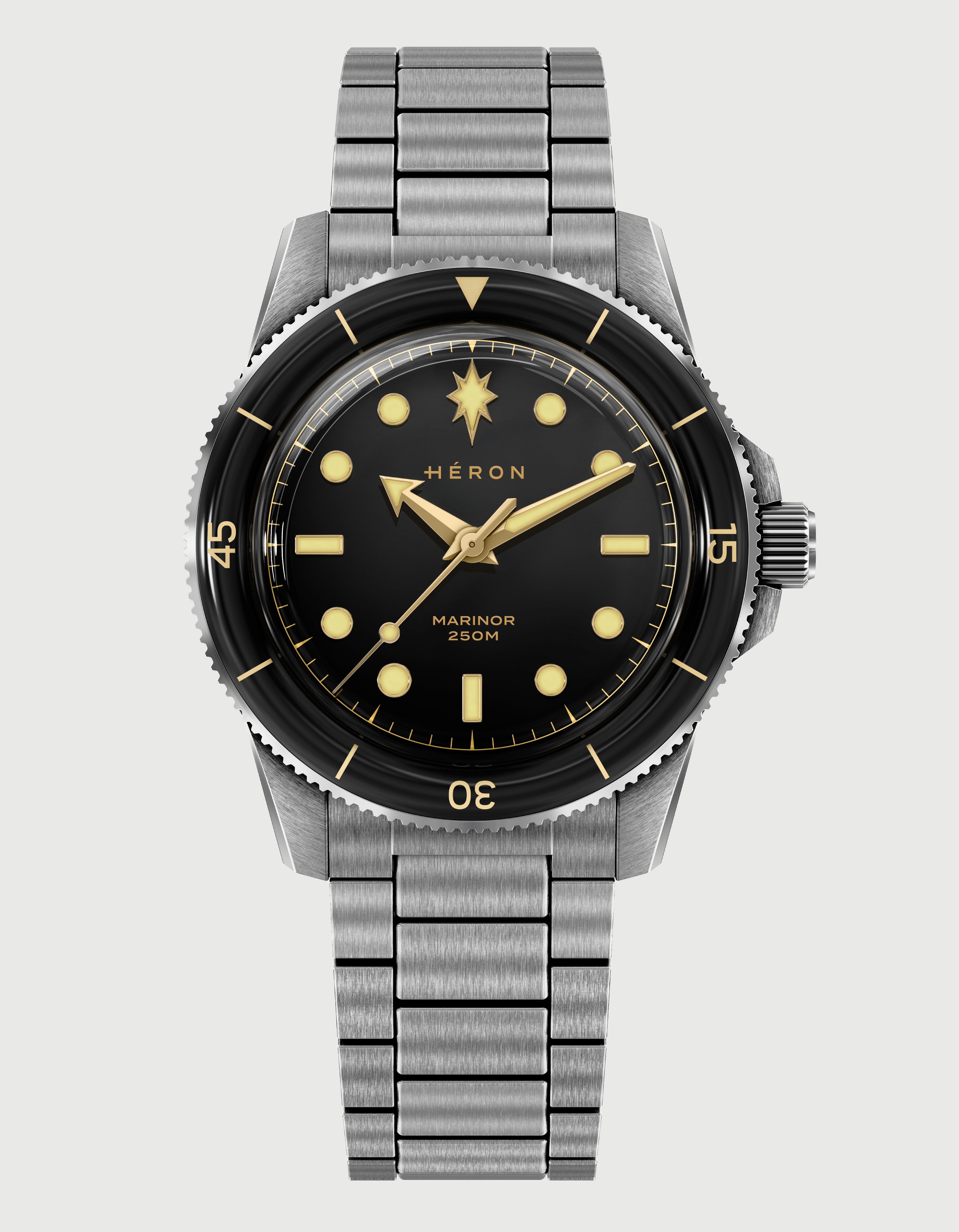 Marinor - Gilt & Black | Virtually Scratch-Proof – Héron Watches Inc.